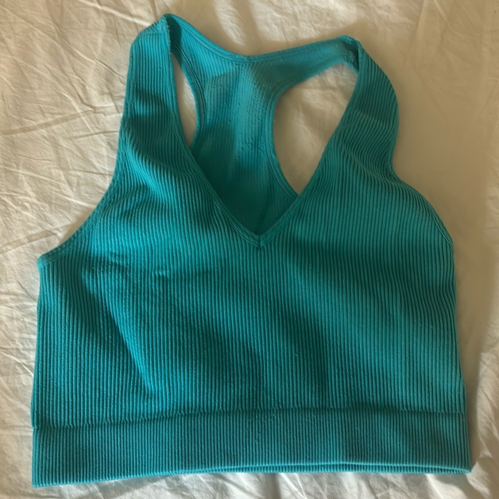 sea blue ribbed top